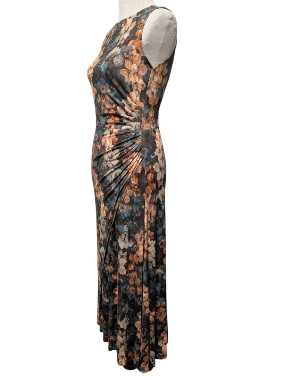 Peruvian Connection Womens Sz S Twillight Floral Ruched Sleeveless Orchard Dress - Picture 3 of 11